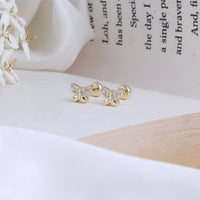Silver Gold Plated Second Stud Earrings — Stone Studded Collection