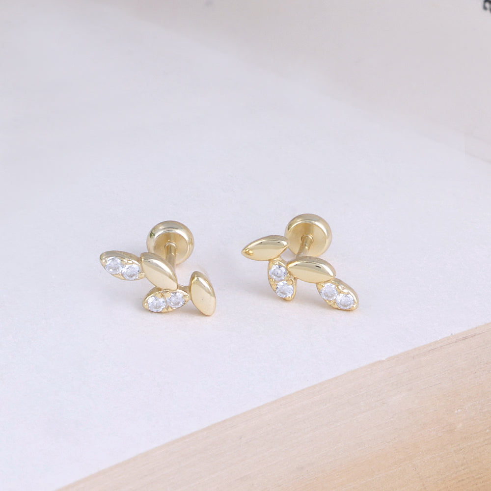 Silver Gold Plated Second Stud Earrings for Women — Daily Wear Look