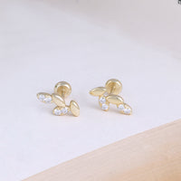 Silver Gold Plated Second Stud Earrings for Women — Daily Wear Look
