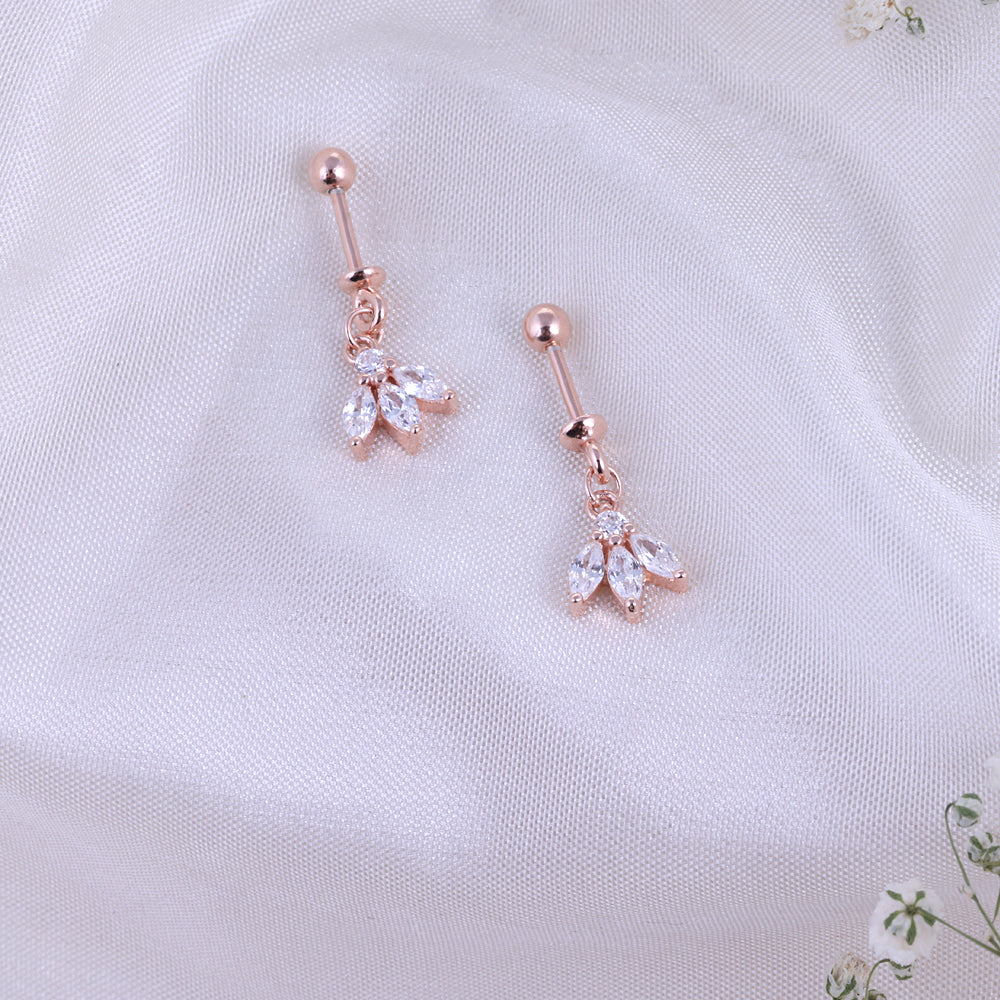Silver Rose Gold CZ Bugadi Earrings