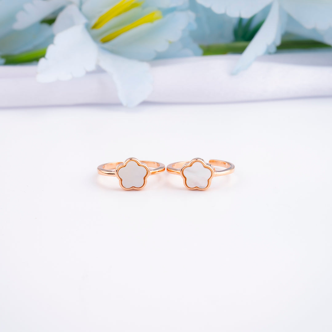 Silver Rose Gold CZ ,MOP Toe Ring | 92.5 Silver Design