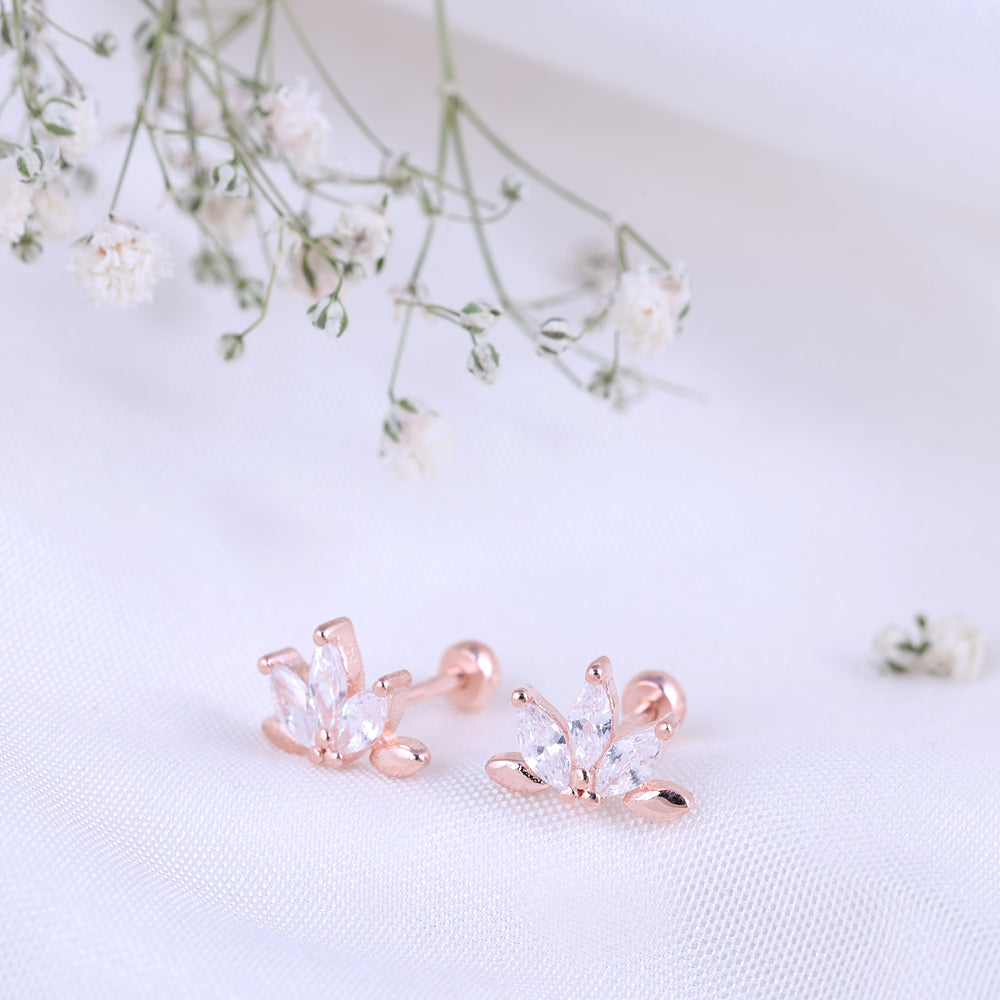 Silver Rose Gold Second Stud — Bridal Design