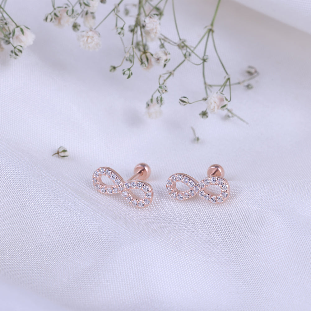 Silver Rose Gold Second Stud Earrings — Contemporary Collection