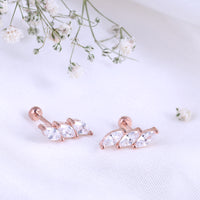 Silver Rose Gold Second Stud Earrings | Contemporary Style