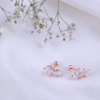 Silver Rose Gold Second Stud Earrings | Daily Wear Style