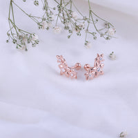 Silver Rose Gold Second Stud Earrings for Women — Daily Wear Look