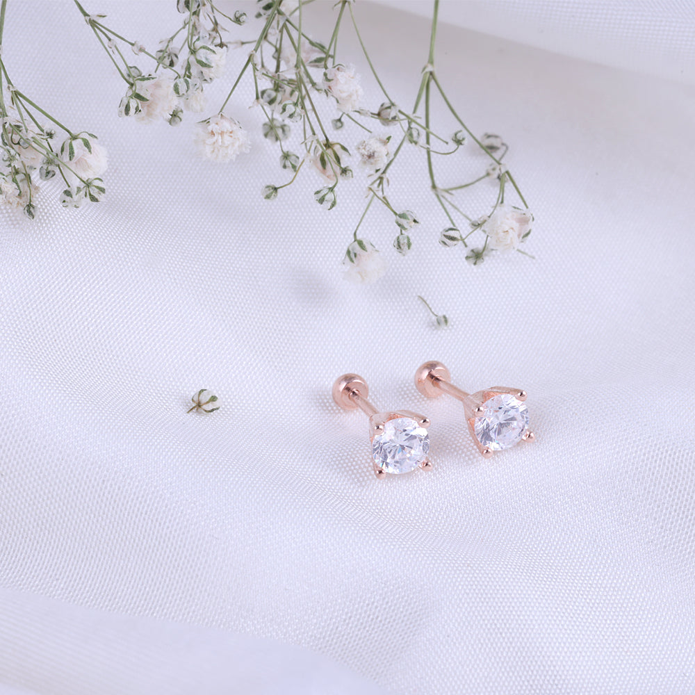Silver Rose Gold Second Stud for Bridal Wear