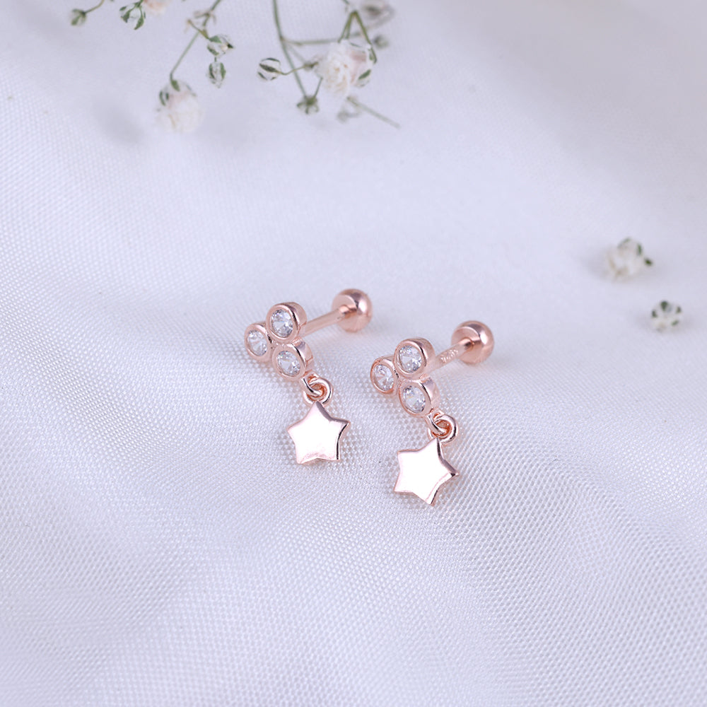 Silver Rose Gold Second Stud for Modern Wear