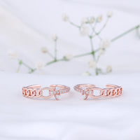 Silver Rose Gold Toe Ring with CZ Stone | 925 Silver Jewellery