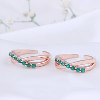 Silver Rose Gold Toe Ring with CZ Stone | Bridal Jewellery
