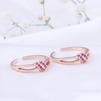 Silver Rose Gold Toe Ring with CZ Stone | Classic Jewellery
