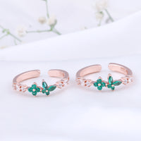 Silver Rose Gold Toe Ring with CZ Stone | Designer Jewellery