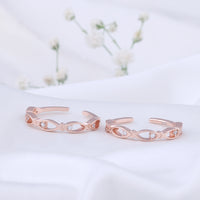 Silver Rose Gold Toe Ring with CZ Stone | Festive Jewellery