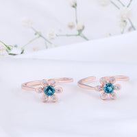 Silver Rose Gold Toe Ring with CZ Stone | Lightweight Jewellery
