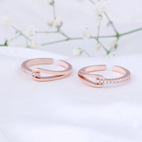 Silver Rose Gold Toe Ring with CZ Stone | Modern Jewellery
