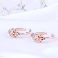 Silver Rose Gold Toe Ring with CZ Stone | Premium Jewellery

