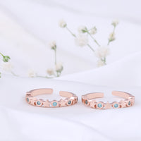 Silver Rose Gold Toe Ring with CZ Stone | Stylish Jewellery