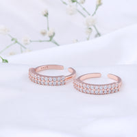 Silver Rose Gold Toe Ring with CZ Stone | Tradition