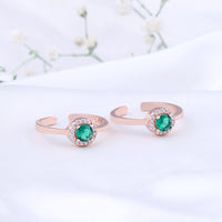 Silver Rose Gold Toe Ring with CZ Stone | Traditional Jewellery