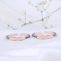Silver Rose Gold Toe Ring with CZ Stone | Trendy Jewellery