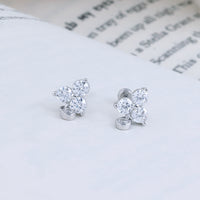 Silver Second Stud Earrings — Stone Studded Collection