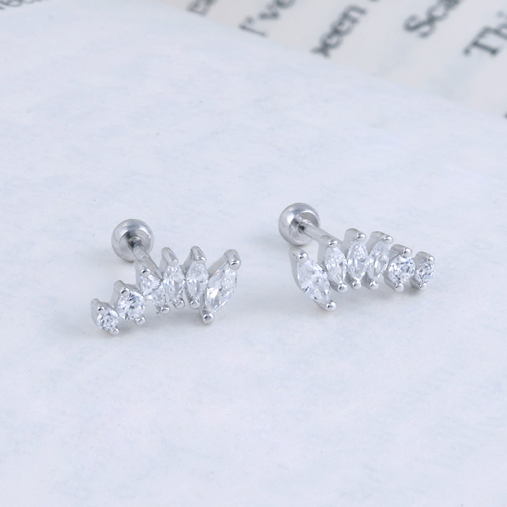 Silver Second Stud Earrings for Women — Daily Wear Look