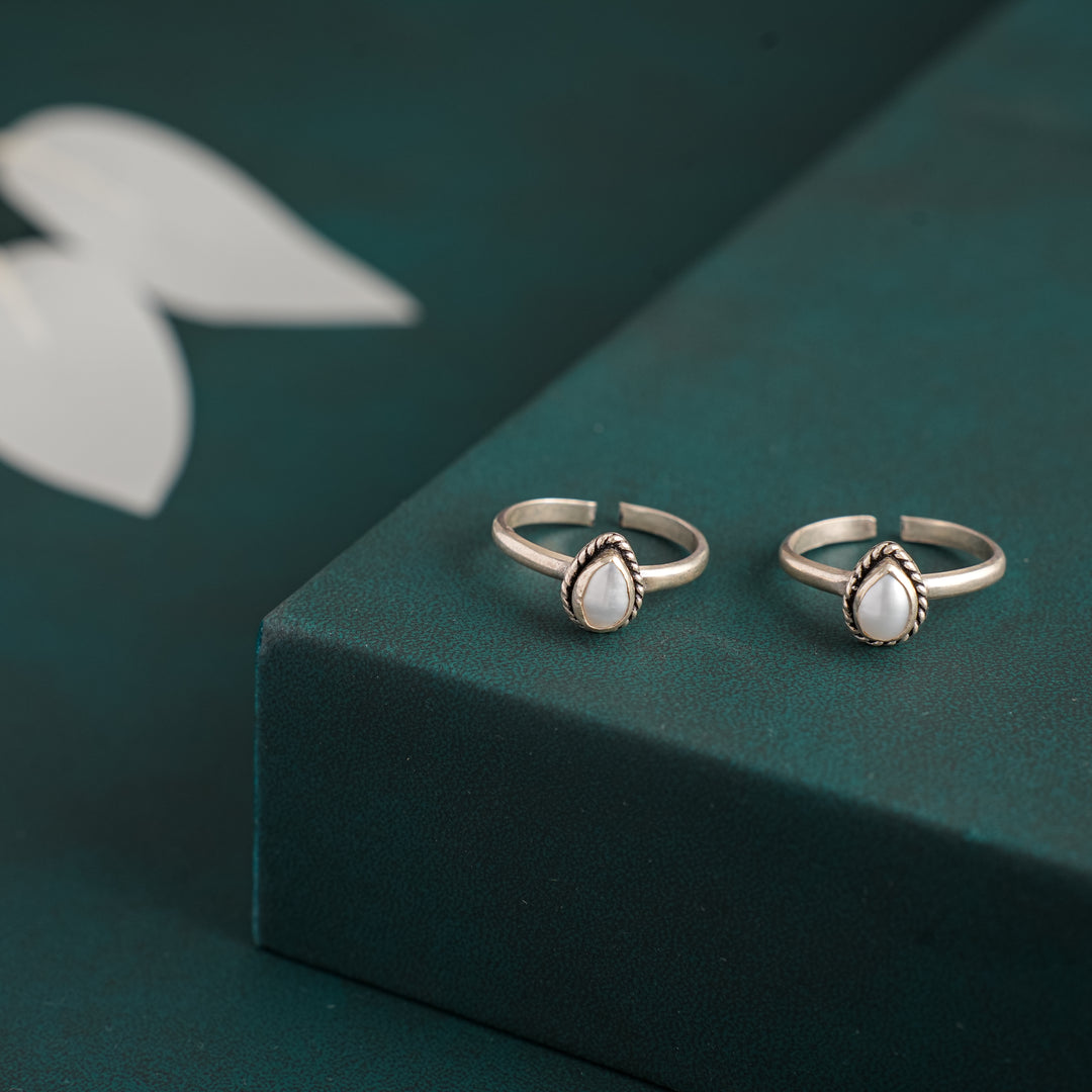 Silver Stone Toe Rings for Women