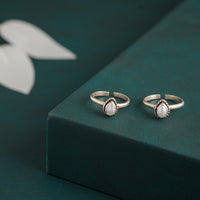 Silver Stone Toe Rings for Women