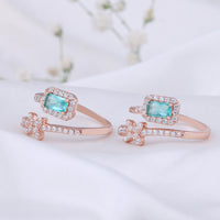 Silver rose Gold Toe Ring with CZ Stone | Elegant Jewellery