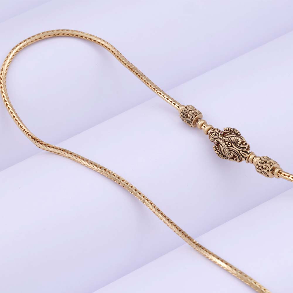 Simple Gold Plated Mugappu — Chain Style Wears Silver
