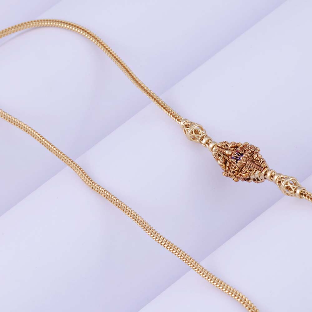 Simple Gold Plated Mugappu Chains — South Indian Look