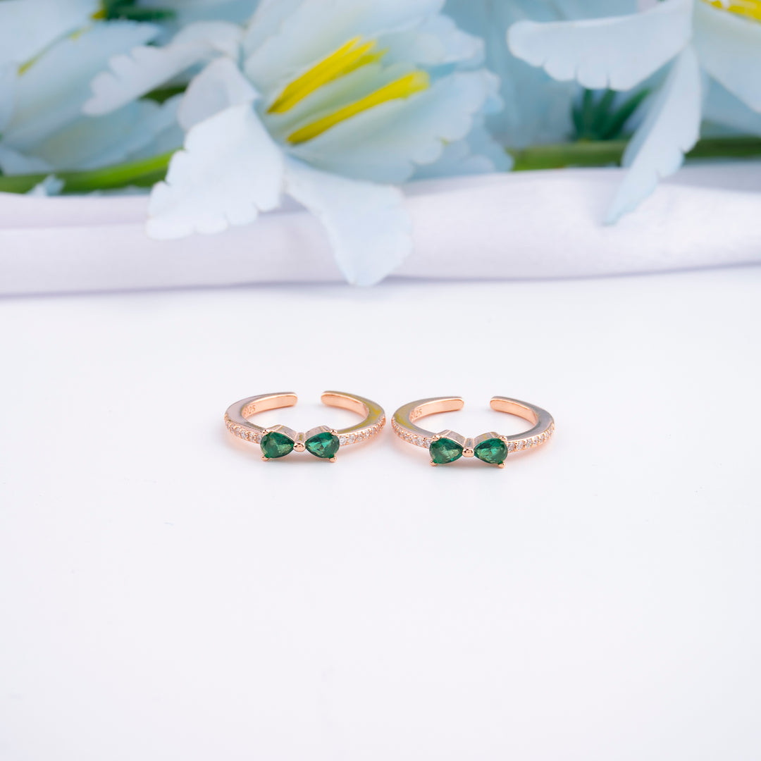 Simple Silver Rose Gold CZ Toe Ring