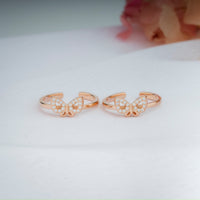 Smooth Finish CZ Stone Silver Rose Gold Toe Ring for Women/Party Wear                                                               