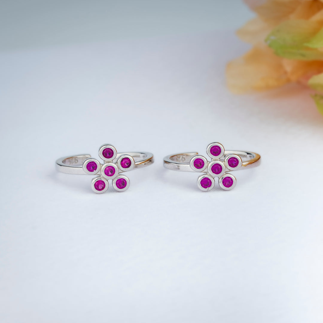 Smooth Finish CZ Stone Silver Toe Ring for Women/Daily Wear