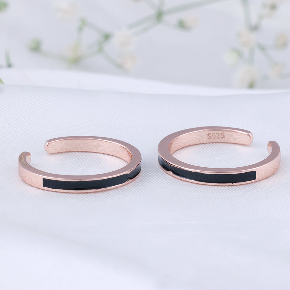 Smooth Finish Enamel Silver Rose Gold Toe Ring | Chaneira Jewels