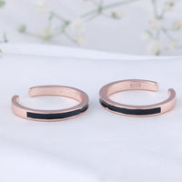 Smooth Finish Enamel Silver Rose Gold Toe Ring | Chaneira Jewels