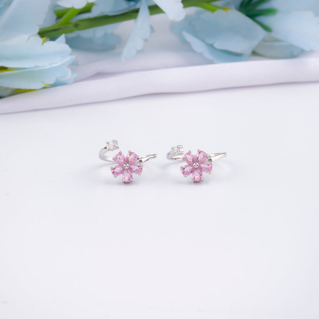 Smooth Finish Silver CZ Toe Ring