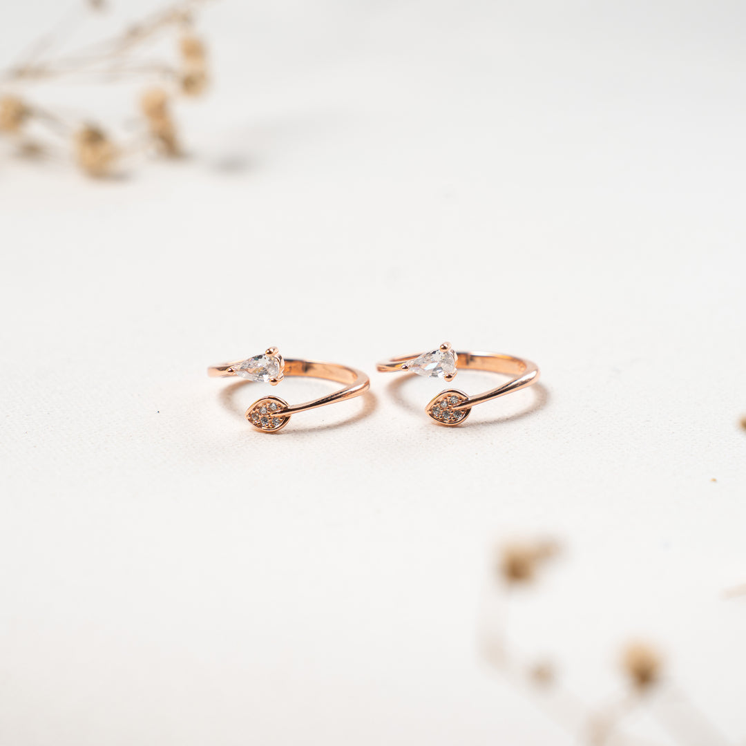 Smooth Finish Stylish CZ Rose Gold Toe Ring for Women
