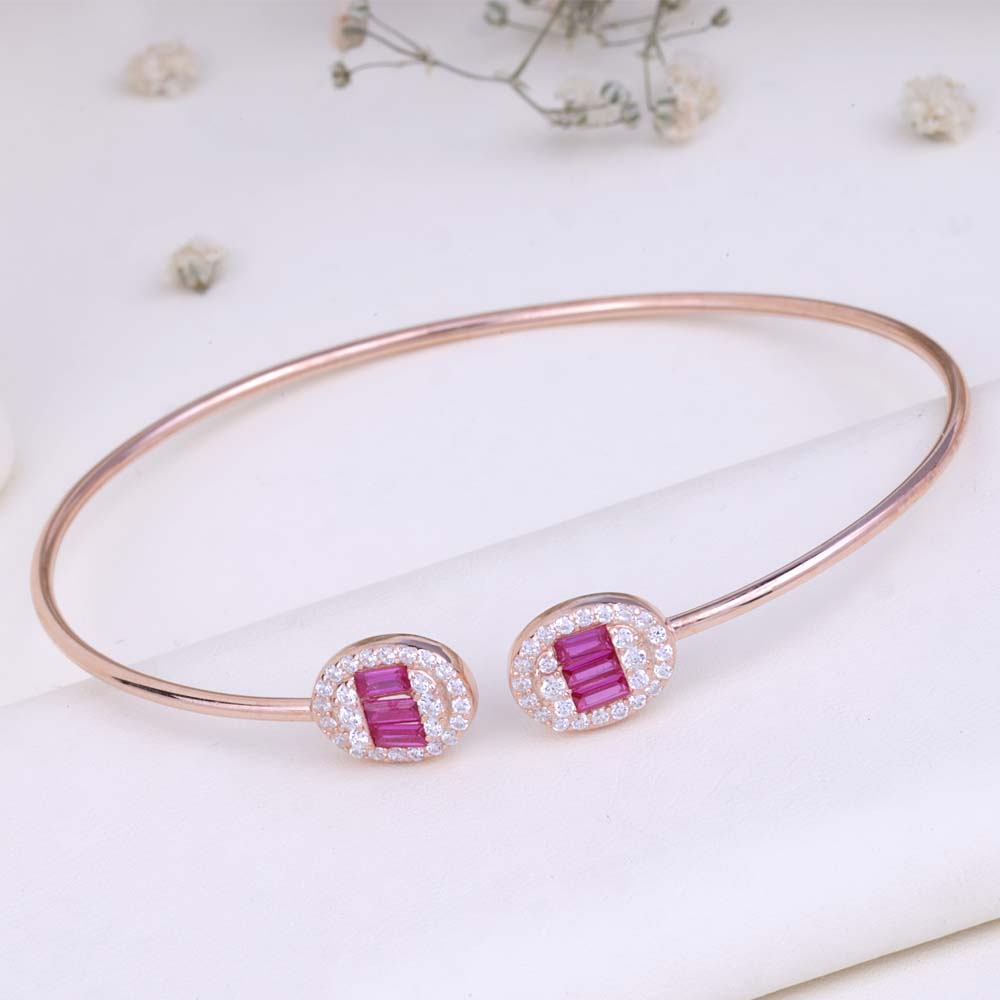 Sparkling CZ Rose Gold Kada for Women|Minimalist