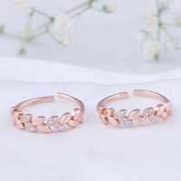 Sparkling CZ Silver Rose Gold Toe Ring | Chaneira Jewels