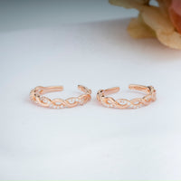  Sparkling CZ Stone Silver Rose Gold Toe Ring for Women /Minimalist
                  