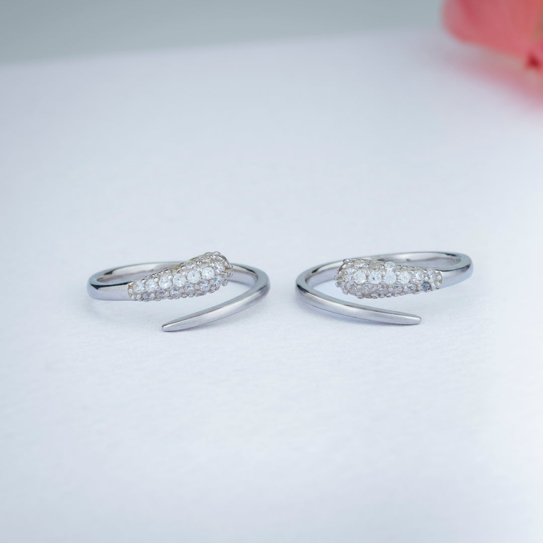 Sparkling CZ Stone Silver Toe Ring for Women/ Daily Wear