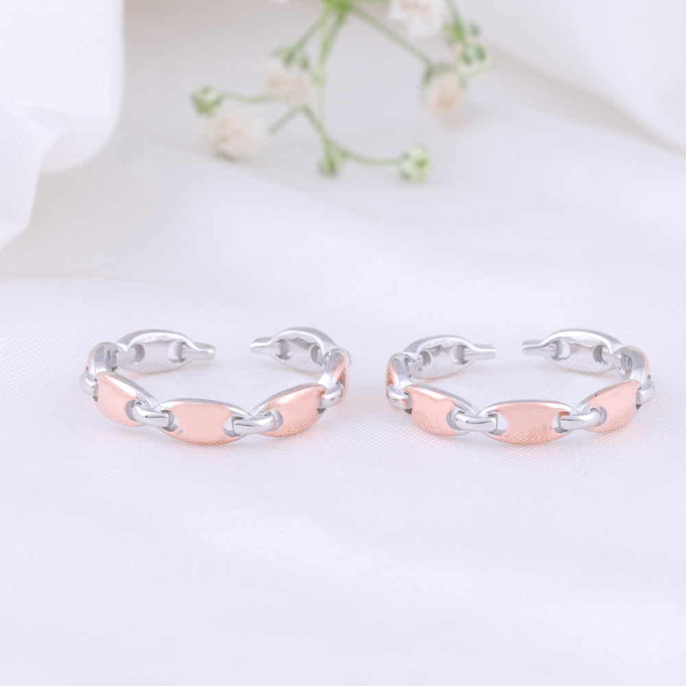 Sparkling Two Tone Toe Ring for Women//Modern
