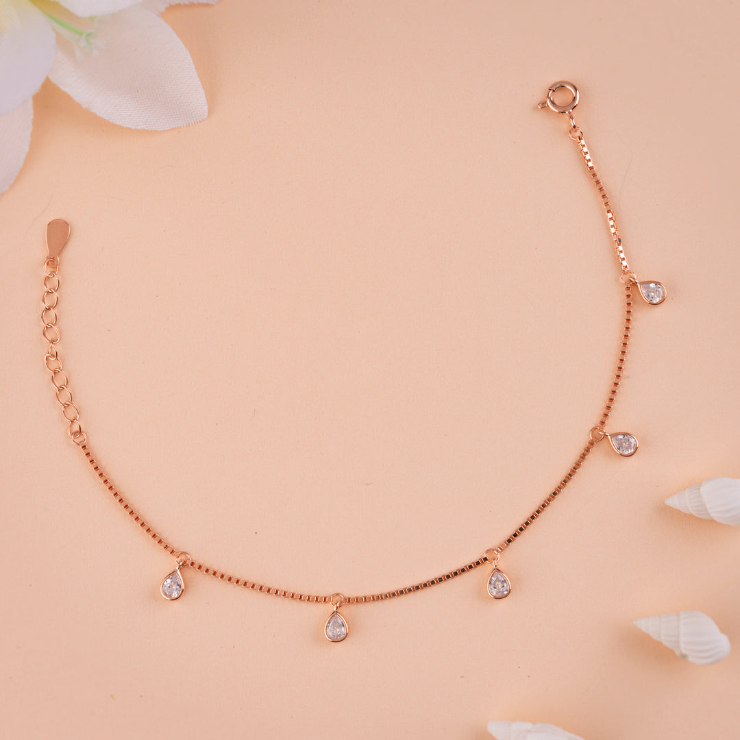Statement 92.5 Silver With CZ Stone Rose Gold Plating Bracelet| Daily Wear