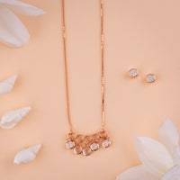 Stylish Italian Rose Gold Chain Pendant Set
