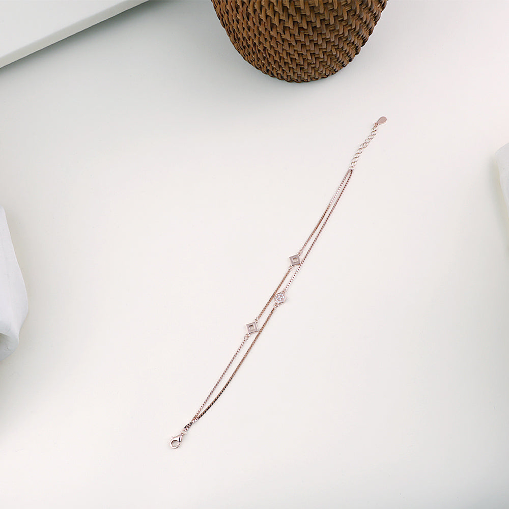 Stylish Rose Gold 2 Layer Bracelet for Women| Modern