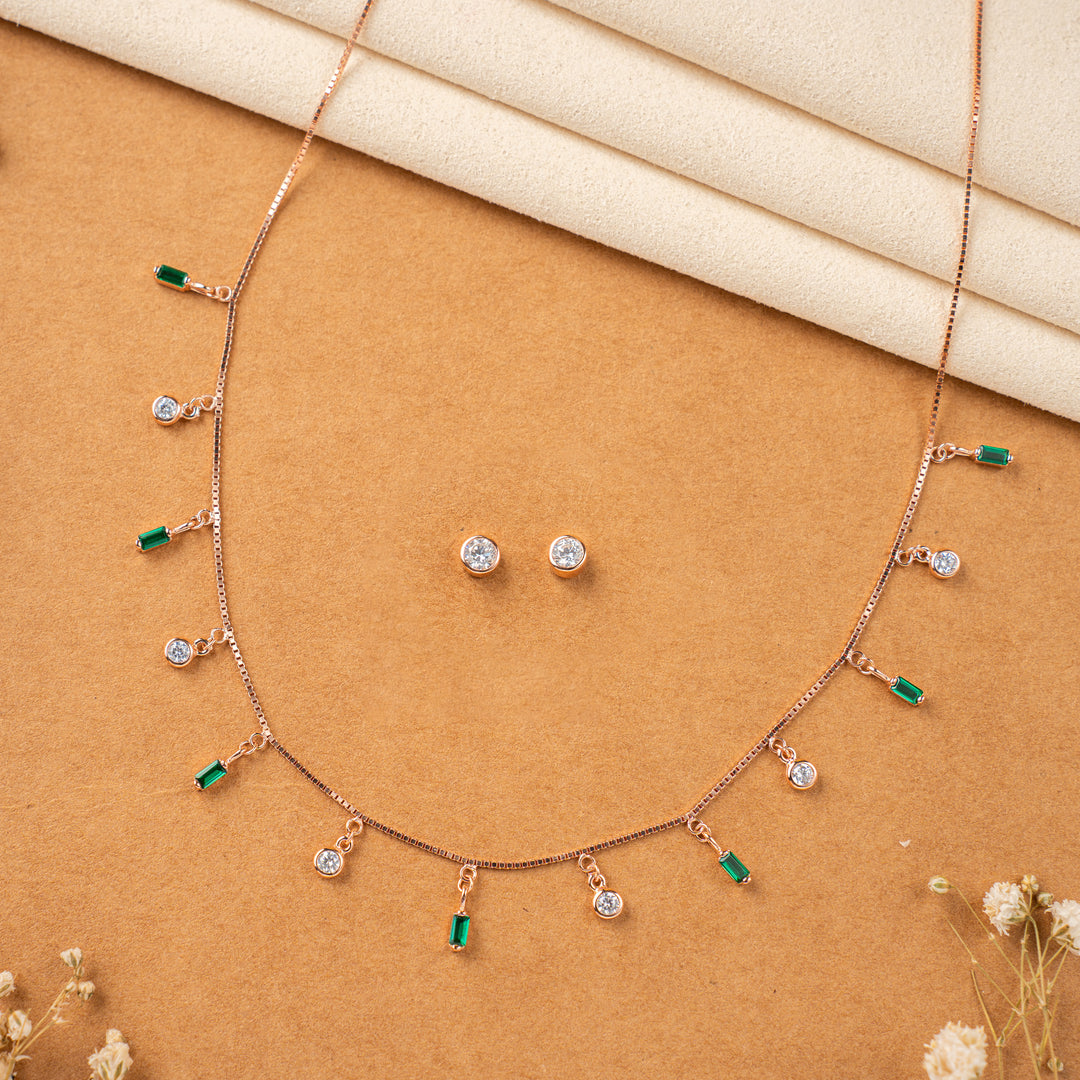Stylish Rose Gold CZ Stone Chain for Women