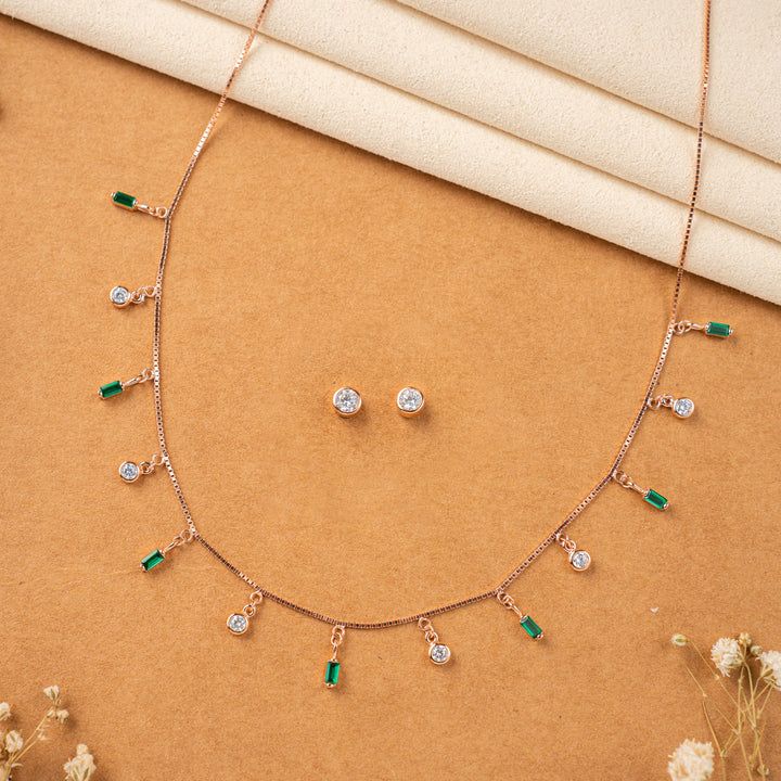 Stylish Rose Gold CZ Stone Chain for Women