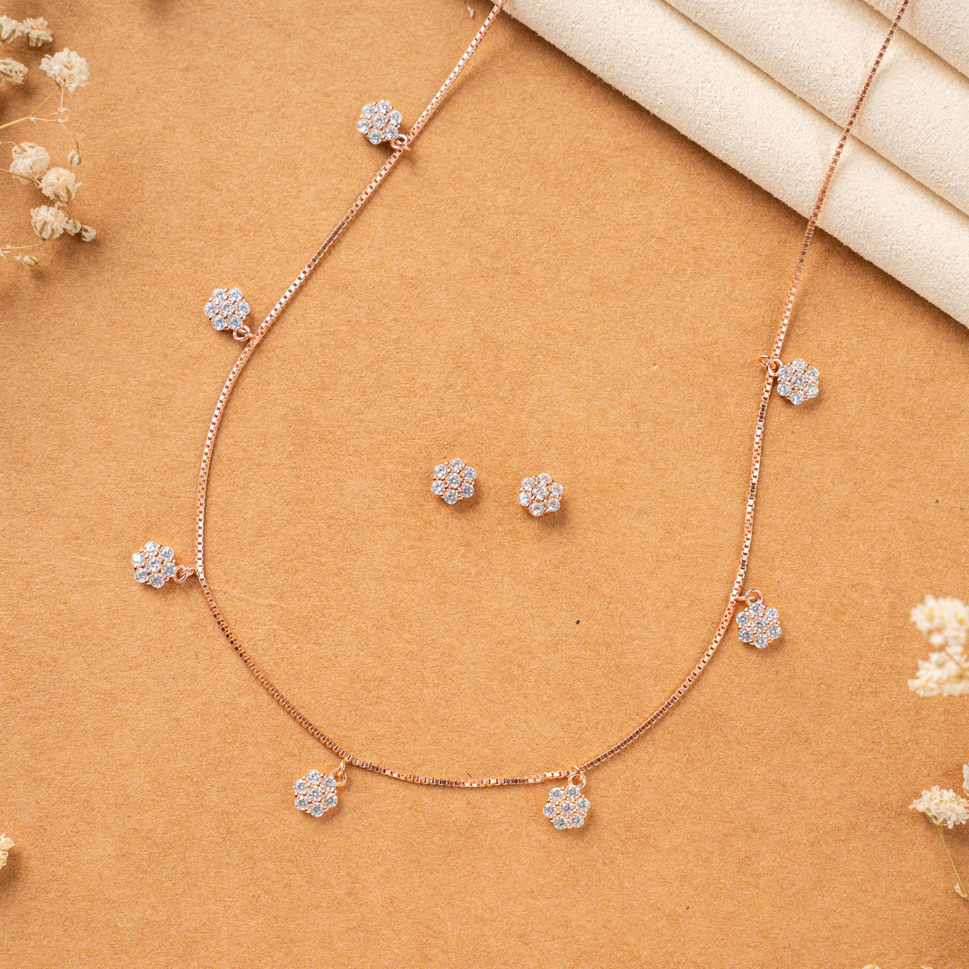 Stylish Rose Gold CZ Stone Chain for Women| Festival Wear