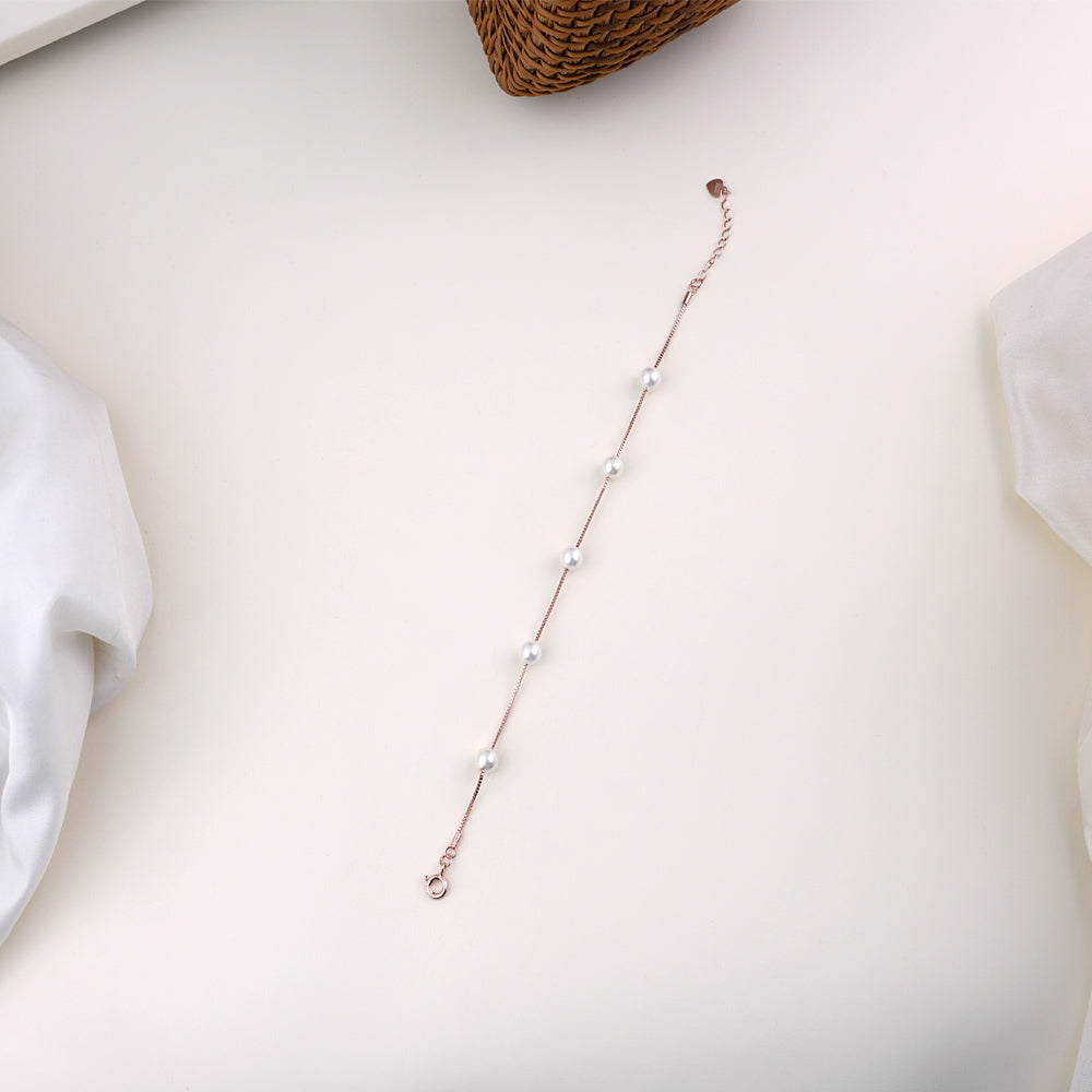 Stylish Rose Gold Pearl Bracelet for Women